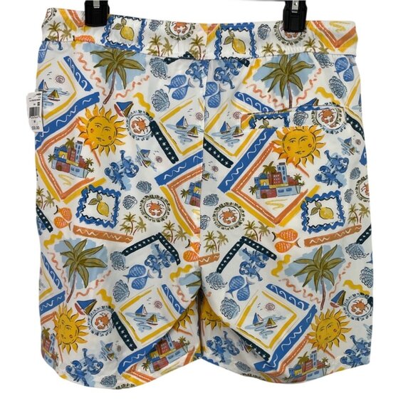 Edgar & Ash Mens Size Medium Swim Trunks With Drawstring Waist & Tropical Print - Picture 2 of 10